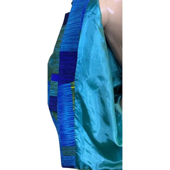 Vintage Wool Blend Geometric Print Jacket With Mandarin Collar & Frog Closure - Picture 8 of 11